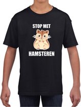 Stop met hamsteren t-shirt zwart voor kinderen L (146-152)