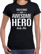 Awesome hero cadeau t-shirt zwart voor dames XS