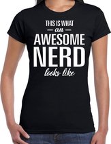 Awesome/geweldige nerd cadeau t-shirt zwart dames - verjaardag / geslaagd cadeau XL