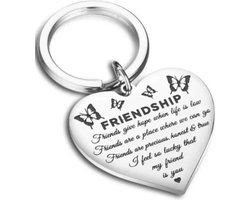 RVS sleutelhanger hart "Friendship, I feel so lucky that my friend ...