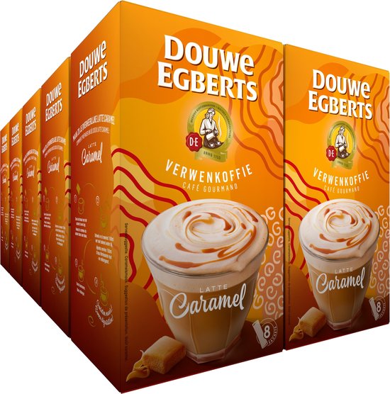 Douwe Egberts Verwenkoffie Latte Caramel Oploskoffie - 10 x 8 zakjes