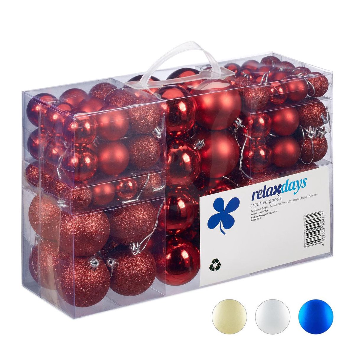 Kerstballen - set van 100 - plastic - rood – foto 4