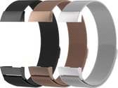 Milanees bandje Zilver, Zwart en Rosé Goud geschikt voor Fitbit Charge 3 - Charge 4 Large
