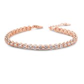 Silver Rose -BR2009R-S -Armband -925 Zilver rosé -2.5 MM Cubic Zirkonia-17CM + verlengstuk