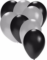 30x ballonnen zwart en zilver