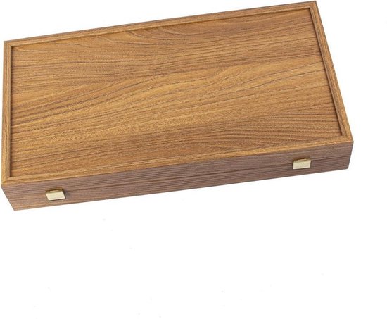Thumbnail van een extra afbeelding van het spel Eik en Walnoot houtprint Backgammon set - Luxe - 20x12 cm  Top Kwaliteit