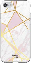 HappyCase Apple iPhone 8 Flexibel TPU Hoesje Roze Marmer Print