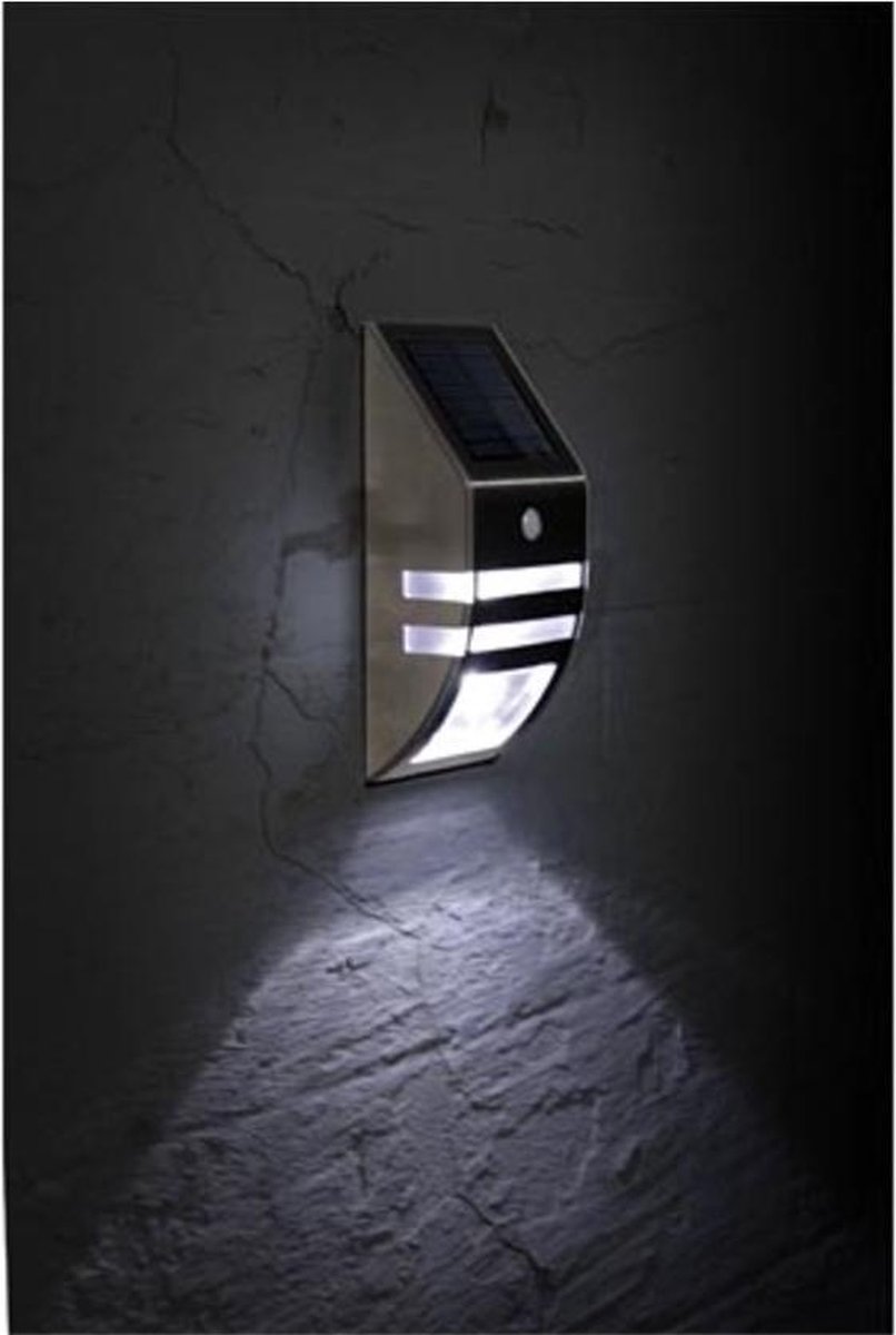Solar Led Zonne-Energie Wandlamp Buitenverlichting met bewegingssensor Tuinverlichting RVS