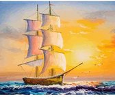 JDBOS ® Schilderen op nummer Volwassenen -  Schip op zee - Zonsondergang - Paint by numbers - Verven volwassenen - 40x50 cm