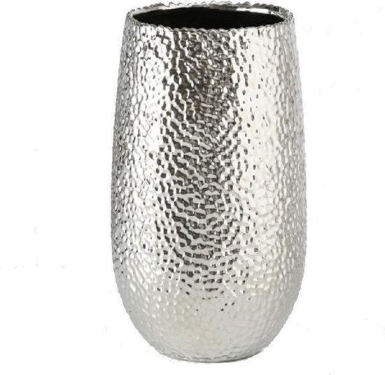 Cilinder vaas / bloemenvaas zilver 31 cm Deco vazen Woonaccessoires | bol.com