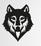 LINE ART, WOLF - Wolvenkop zwart - Wanddecoratie - Hout - XL 80 cm