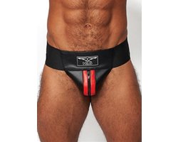 Mister b leather premium jockstrap black/red small