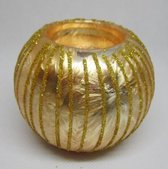 photophore en forme de boule de Noël, verre doré / blanc 7 x 8 cm Ø