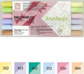Kuratake - ZIG - Brushpennen - 6  Pastel kleuren.