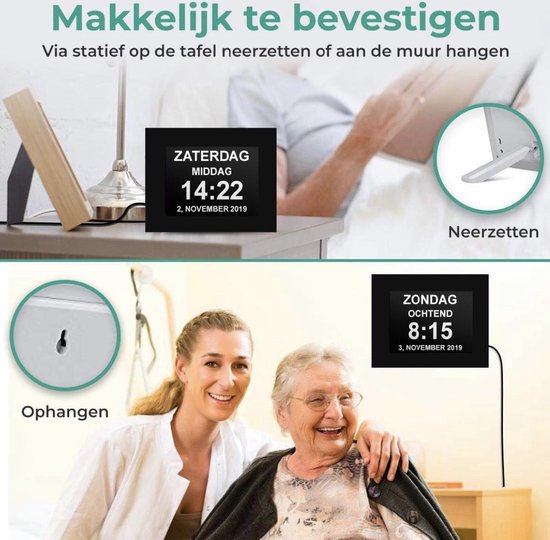 Digitale Kalender Dementieklok – Klok Voor Alzheimer – Met Tijd Datum 