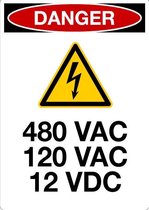 Sticker 'Danger: 480 VAC, 120 VAC, 12 VAC' 148 x 210 mm (A5)