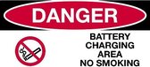 Sticker 'Danger: Battery charging area, no smoking' 300 x 150 mm