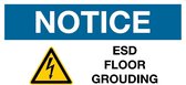 Sticker 'Notice: ESD floor grounding', 200 x 100 mm