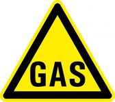 Waarschuwingssticker gas 50 mm - 10 stuks per kaart