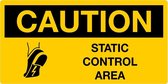 Sticker 'Caution: static control area', geel, 200 x 100 mm
