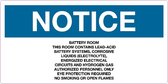 Sticker 'Notice: Battery box, battery inside' 300 x 150 mm