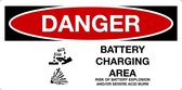 Sticker 'Danger: Battery charging area, risk of explosion' 100 x 50 mm