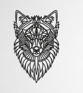 LINE ART, WOLF - Wolvenkop zwart - Wanddecoratie - Hout - XL 80 cm