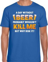 Oktoberfest A day Without Beer drank fun t-shirt blauw voor heren - bier drink shirt kleding S