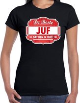 Cadeau t-shirt voor de beste juf zwart voor dames XL