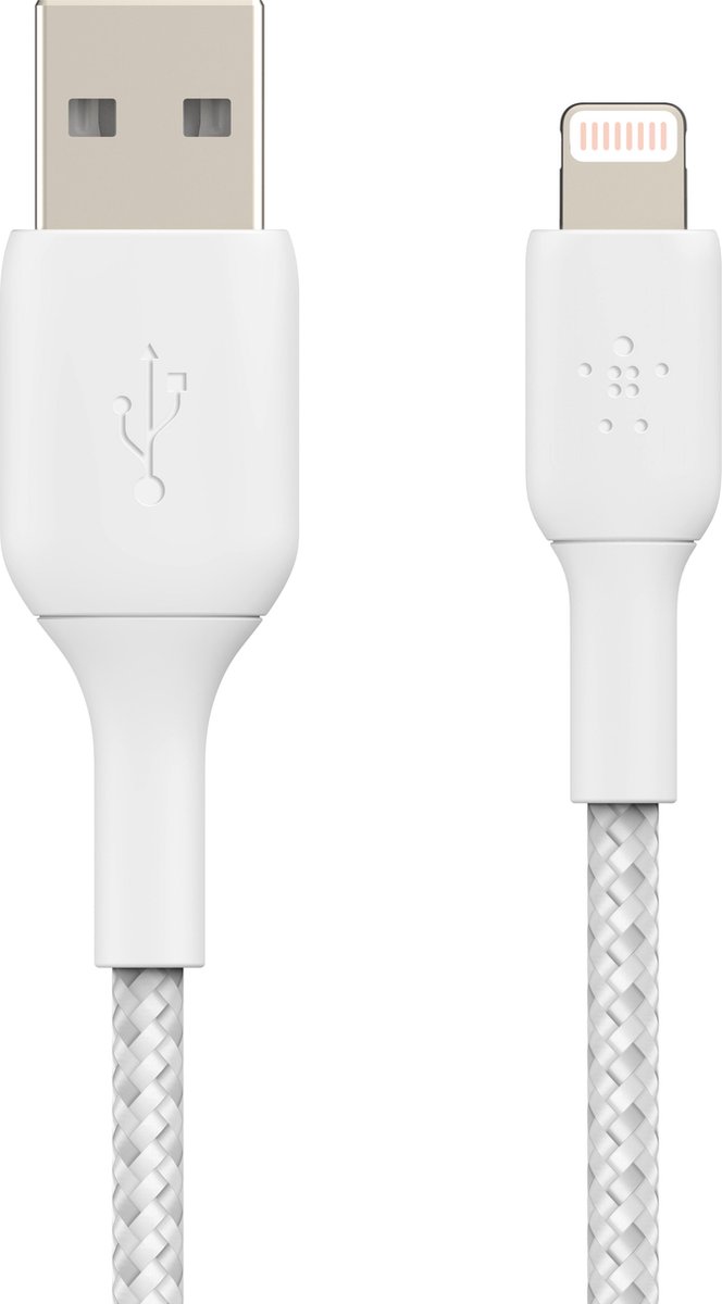 Belkin Braided iPhone Lightning naar USB kabel - 3m - wit