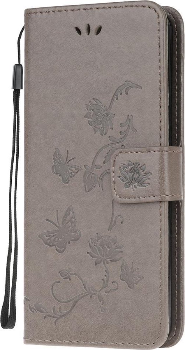 Bloemen & Vlinders Book Case - Geschikt voor Samsung Galaxy S20 Hoesje - Grijs