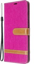 Denim Book Case - Samsung Galaxy S20 Plus Hoesje - Roze