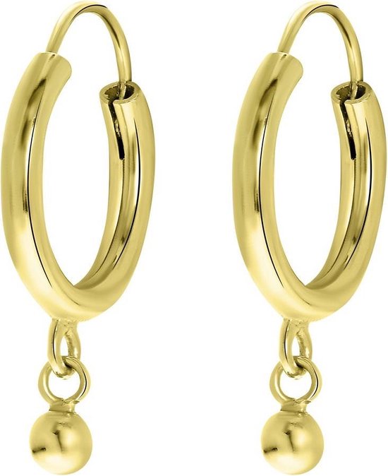 Lucardi Oorbellen - Goldplated oorbellen met hanger bal