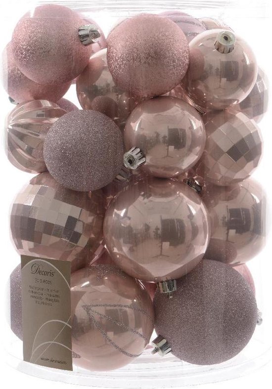 HHCP Kerstballen set - 30 stuks - 60mm, 80mm - Pastel roze | bol.com