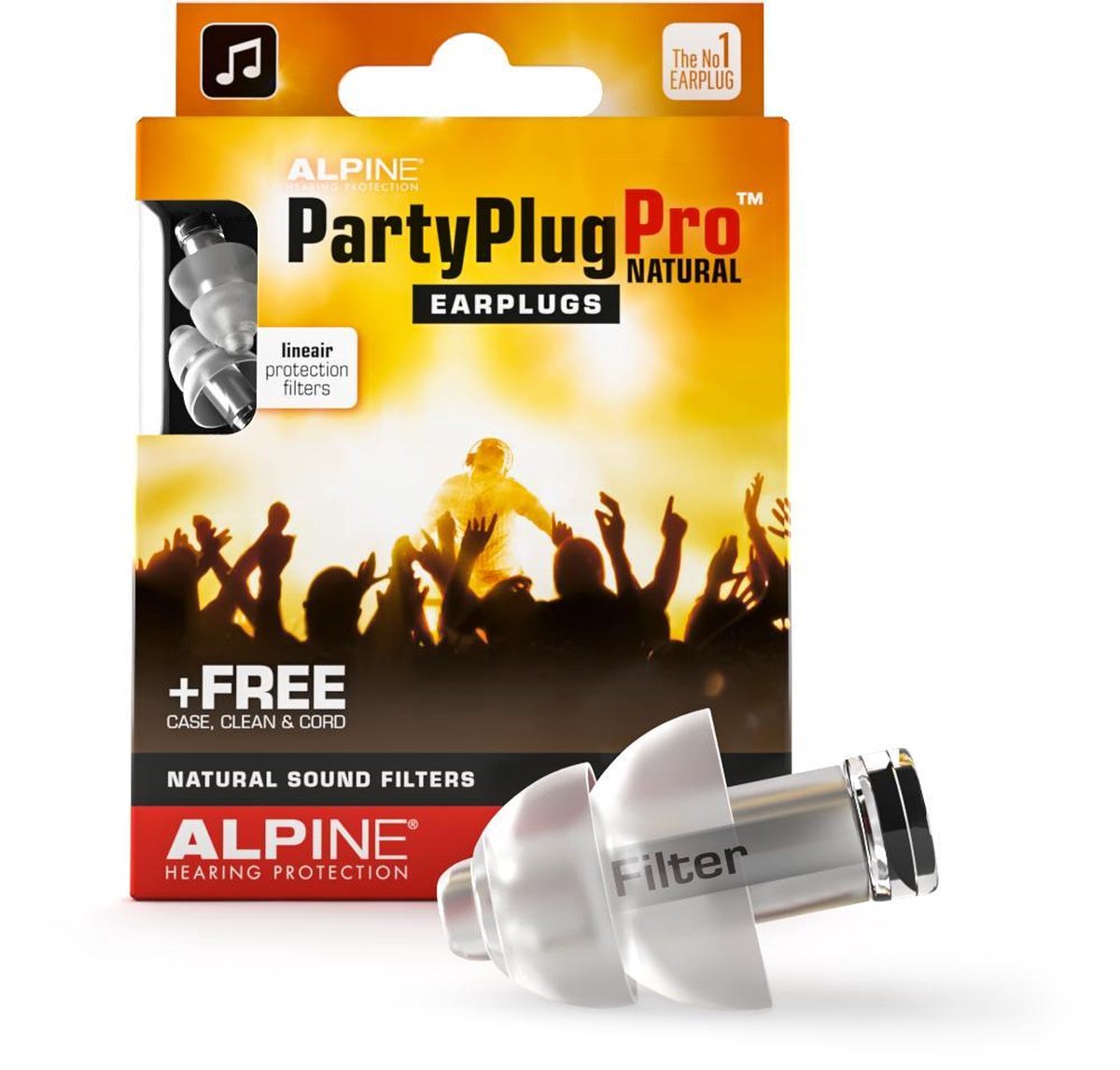 Alpine PartyPlug Pro Natural - Muziek oordoppen - Transparant - SNR 21 dB - 1 paar