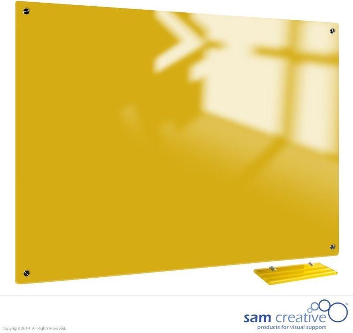 Whiteboard Glas Canary Yellow 45x60 cm | sam creative whiteboard | Yellow Magnetic whiteboard | Glassboard Magnetic - Sam Creative