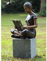 Tuinbeeld - bronzen beeld - Meisje met boek - 77 cm hoog
