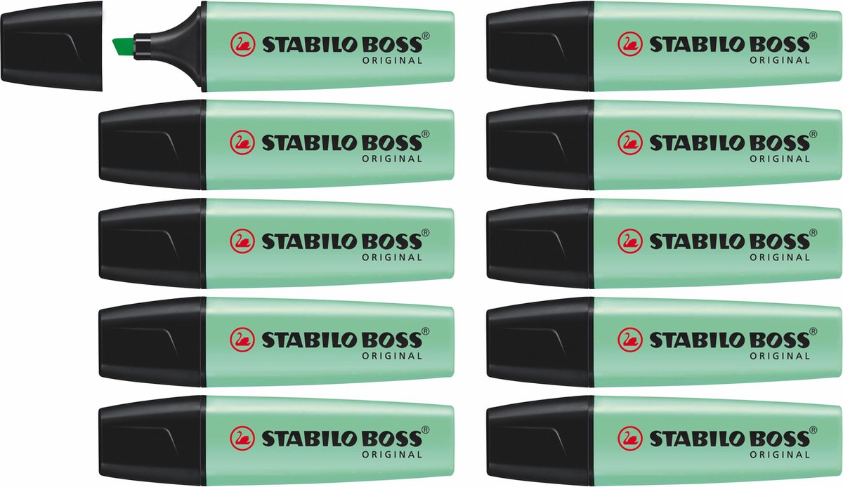 STABILO BOSS ORIGINAL Pastel - Markeerstift - Markeren Met Pastelkleuren - Vleugje Mint - Doos 10 stuks