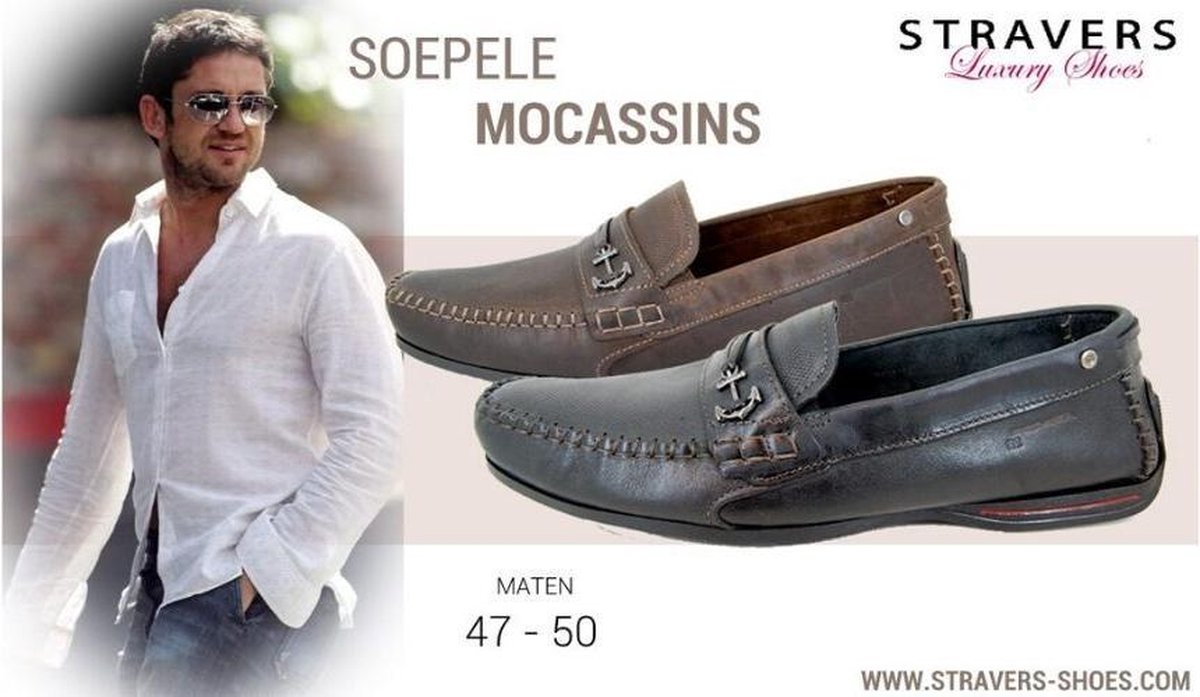 Stravers - Maat 47 Comfortabele Mocassins Heren. Grote maten Instappers  Zacht Leer | bol.com