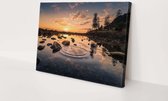 Beek met zonsondergang | 150 x 100 CM | Canvasdoek voor buiten | Schilderij | Outdoor | Tuindoek