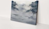 Wolf in de sneeuw | 90 x 60 CM | Canvasdoek voor buiten | Schilderij | Outdoor | Tuindoek