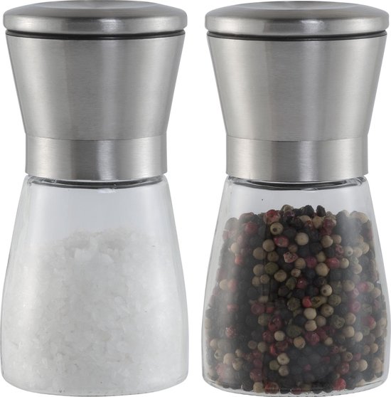 Peper en zout molen set van glas, groot formaat ! RVS | bol.com