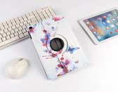 P.C.K. Boekhoesje/Bookcover/Case draaibaar hoesje wit met vlinders bloemen print geschikt voor Apple iPad AIR/AIR2/2017/2018 MET GLASFOLIE/TEMPEREDD GLASS