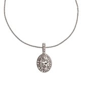 Diamonfire - Zilveren collier met hanger 45 cm - Ovaal - Omrand met zirkonia