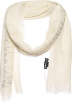Sjaal wit - driehoek borduur - 100% zomer wol
