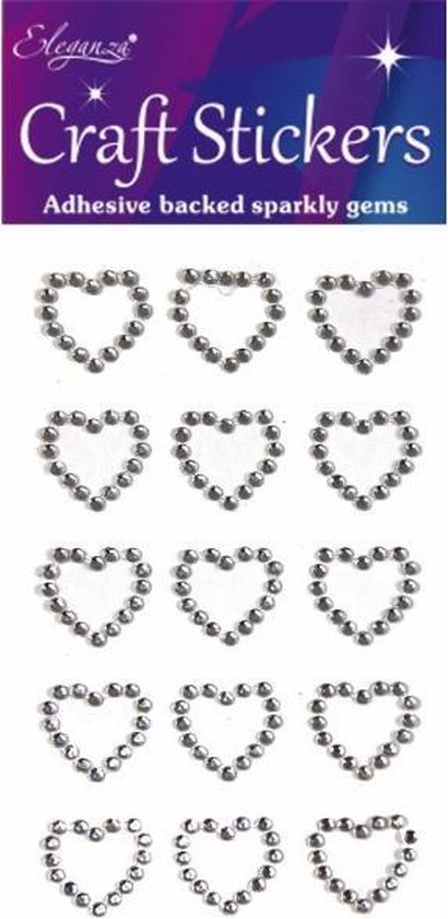 Oaktree – Stickers Diamanten Hartjes Zilver (per vel)