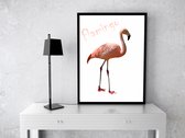 A3 Poster - Wallart - Flamingo - witte achtergrond