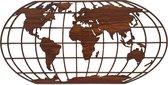 The Globe Dutch Walnut - Noten hout - 120x60 cm - Wereldkaart wanddecoratie - Modern decoratie - WoodWideCities