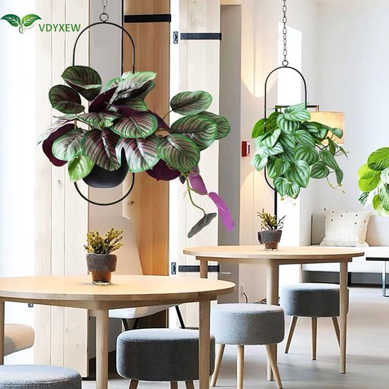 Flower Pot Hanging Decoration Pot Metal Black Bolo Hanging Flower Pot for Indoor Plants Succulents Air Plants (Black 1 Piece)