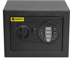 Homesafe HV17E Compacte Elektronische Kluis met Alarm, Incl. Batt. & Ankers, 5,7L - Carbonzwart RAL 9005